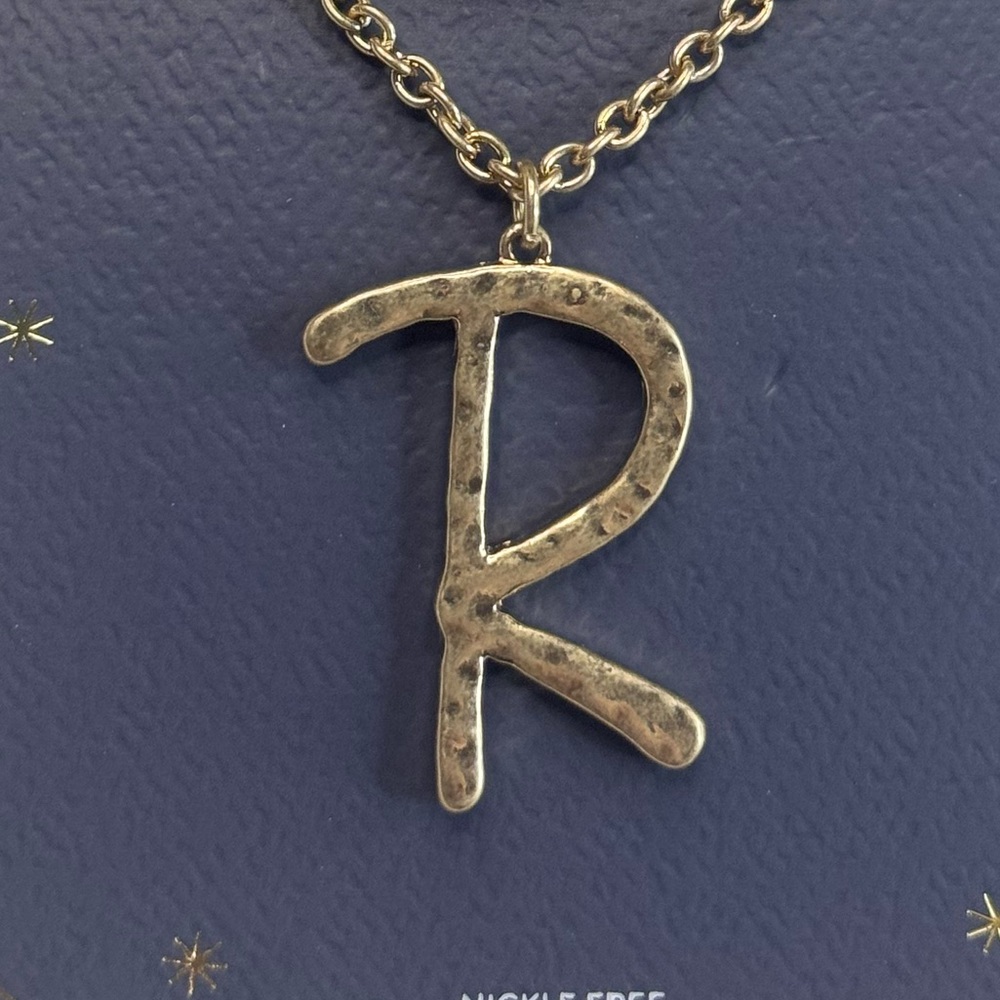 Melrose and Market Gold Multi Chain Necklace with Initial “R” Pendant 15-17”